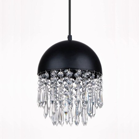 Crystal Pendant Tassel Ceiling Light Black Pot Lid Lampshade Crystal Pendant Tassel Ceiling Light Black Pot Lid Lampshade