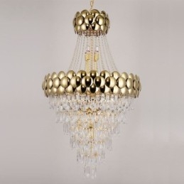 Crystal Pendant Light Electroplated Gold Duplex Luxury Decrative Ceiling Lamp 80cm