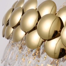 Crystal Pendant Light Electroplated Gold Duplex Luxury Decrative Ceiling Lamp 80cm