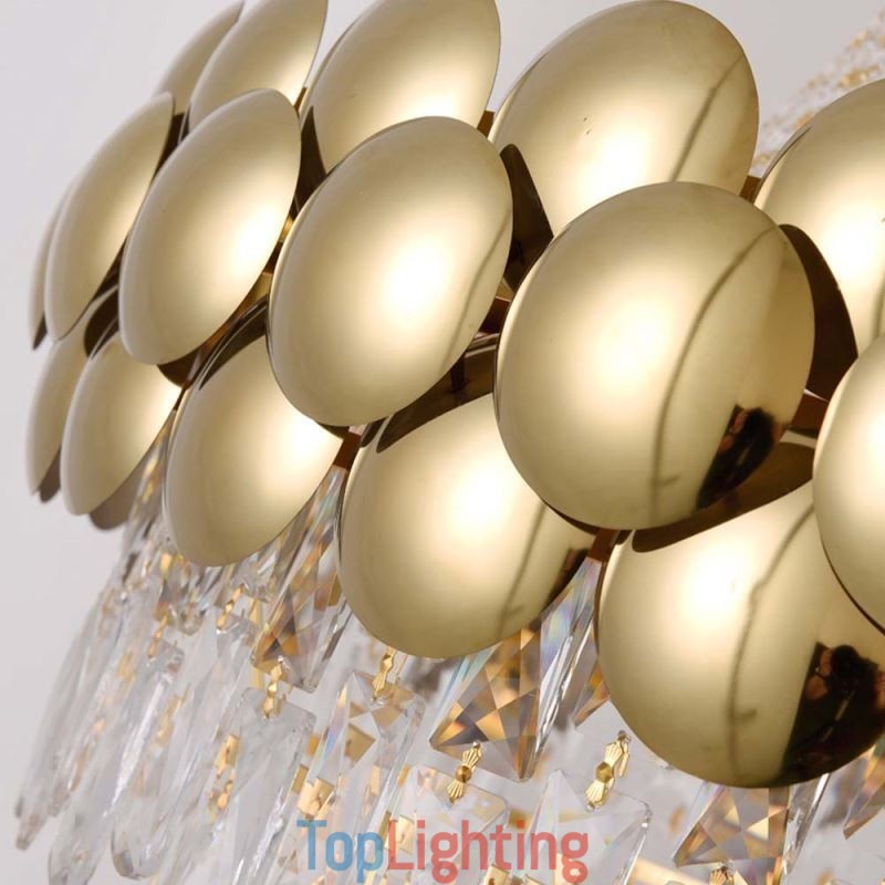 Crystal Pendant Light Electroplated Gold Duplex Luxury Decrative Ceiling Lamp 80cm