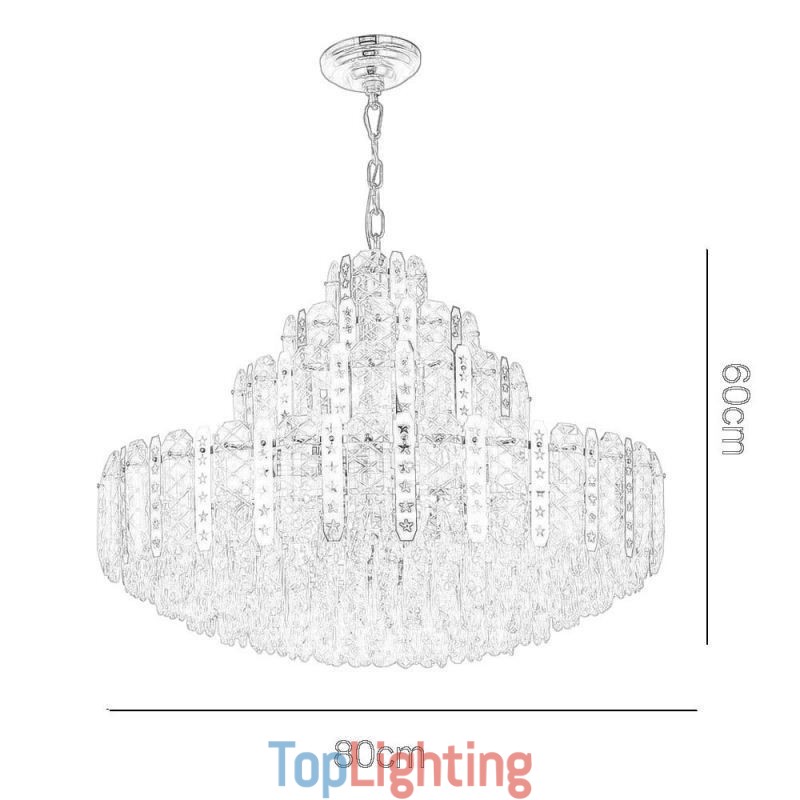 Crystal Pendant Light 4th Floor Luxury Decrative Ceiling Light with Golden Hollow Iron Sheet