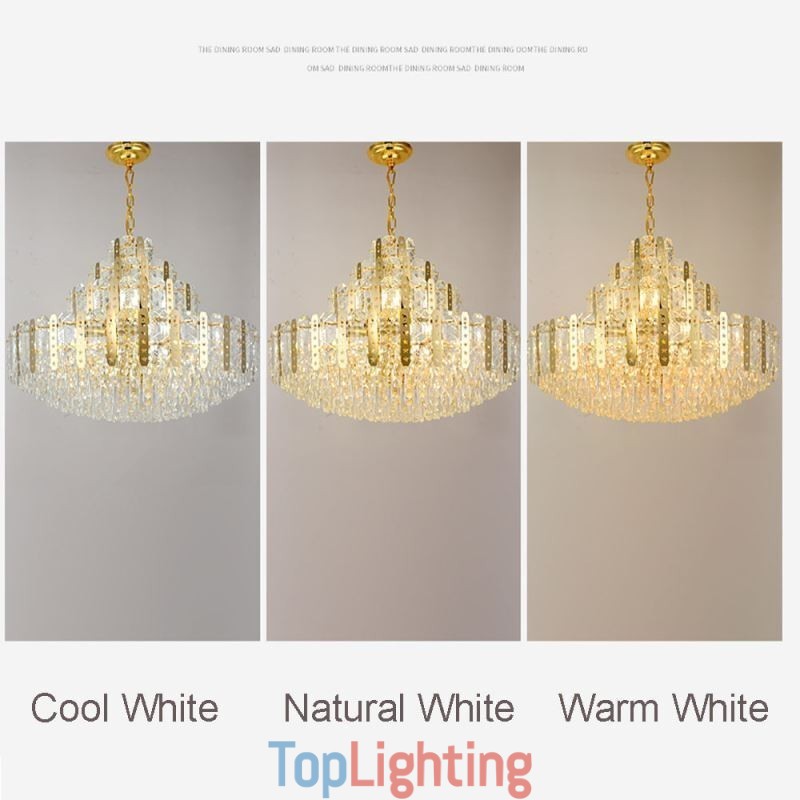 Crystal Pendant Light 4th Floor Luxury Decrative Ceiling Light with Golden Hollow Iron Sheet