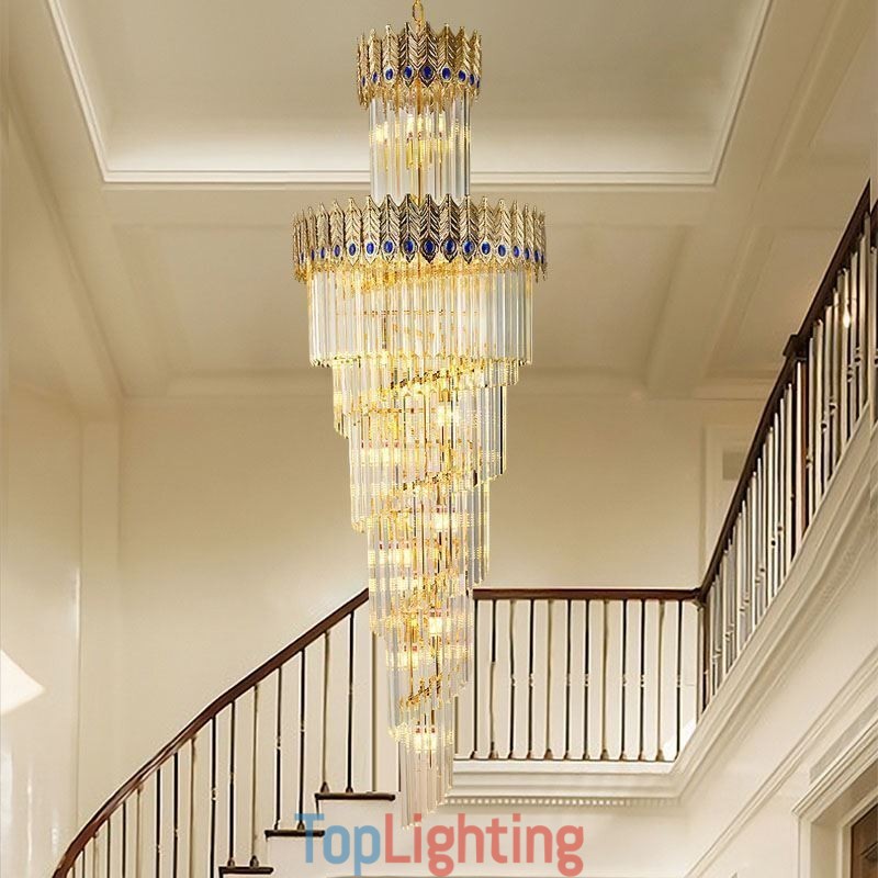 Gold Crystal Pendant Light Electroplated Gold Phoenix Tail Lampshade Ceiling Light