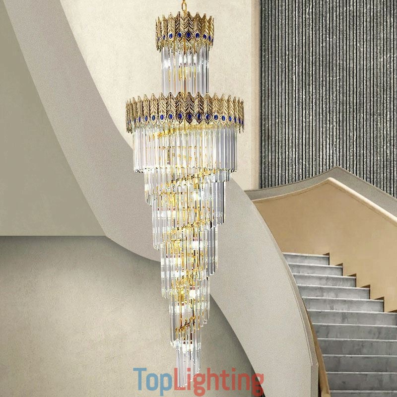 Gold Crystal Pendant Light Electroplated Gold Phoenix Tail Lampshade Ceiling Light