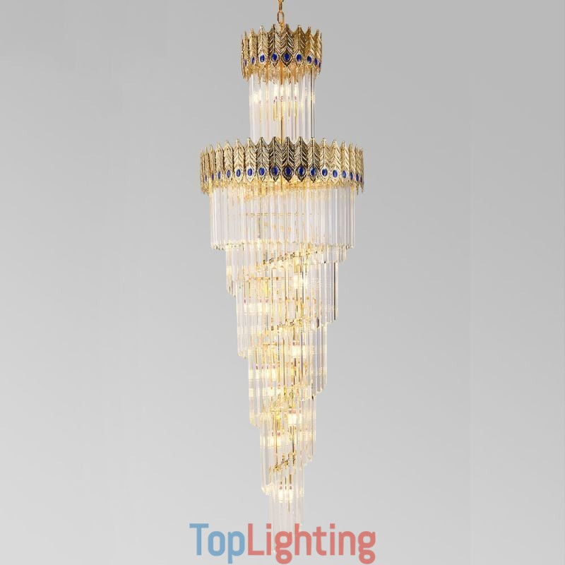 Gold Crystal Pendant Light Electroplated Gold Phoenix Tail Lampshade Ceiling Light