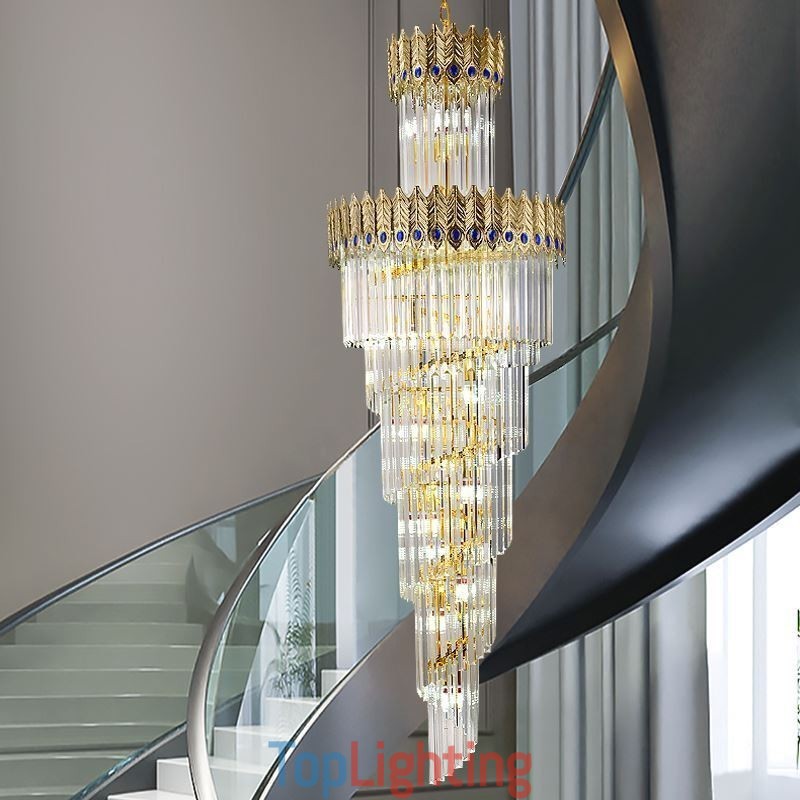 Gold Crystal Pendant Light Electroplated Gold Phoenix Tail Lampshade Ceiling Light