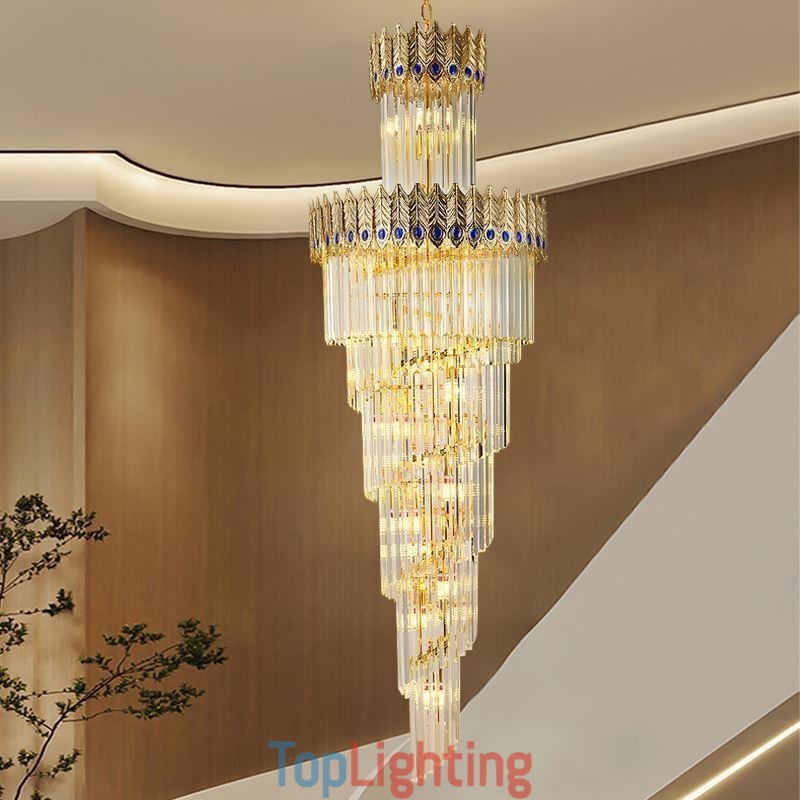 Gold Crystal Pendant Light Electroplated Gold Phoenix Tail Lampshade Ceiling Light