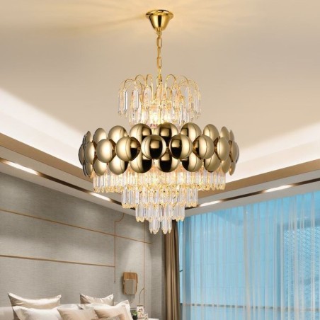 Crystal Pendant Light Electroplated Gold Luxury Decrative Ceiling Light 60cm Crystal Pendant Light Electroplated Gold Luxury Decrative Ceiling Light 60cm