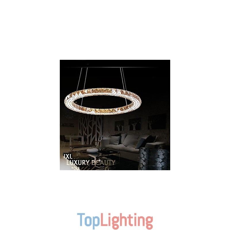 Crystal Pendant Light Lighting Lamps Modern Fixtures Amber K9 Crystal Round Single Ring 30CM