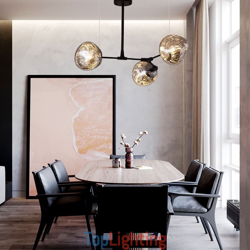 Nordic Ceiling Lamp Modern Electroplated Stained Glass Lampshade Pendant Light