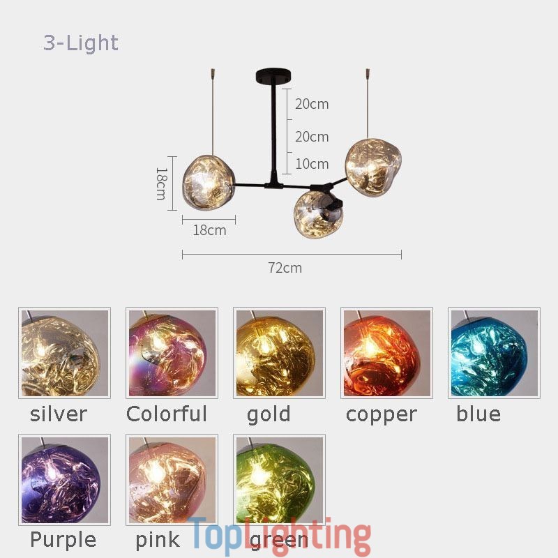 Nordic Ceiling Lamp Modern Electroplated Stained Glass Lampshade Pendant Light