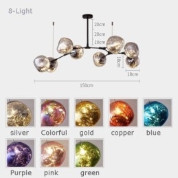 Nordic Ceiling Lamp Modern Electroplated Stained Glass Lampshade Pendant Light
