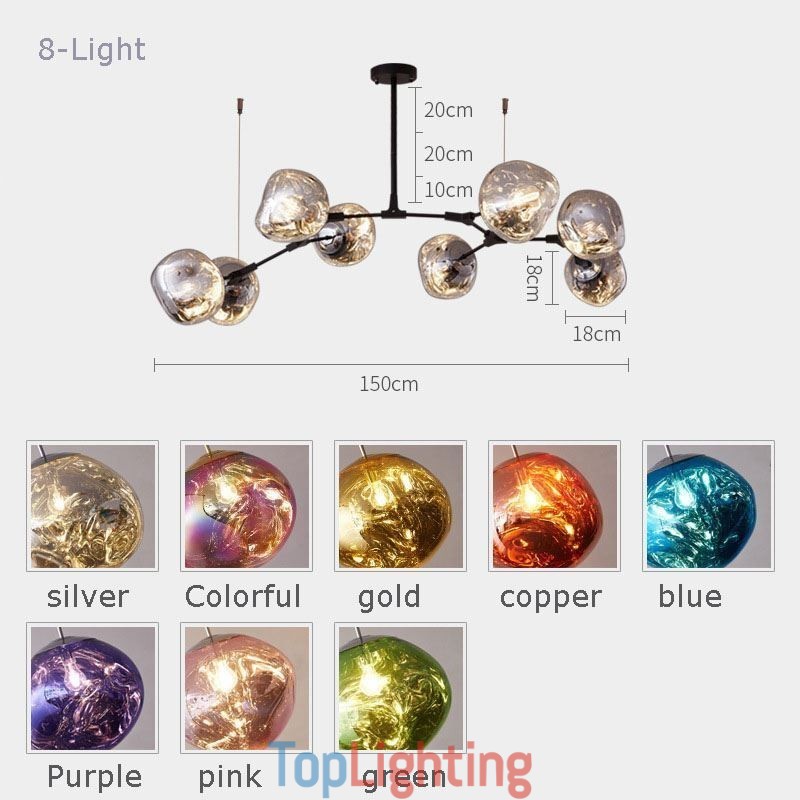 Nordic Ceiling Lamp Modern Electroplated Stained Glass Lampshade Pendant Light