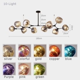 Nordic Ceiling Lamp Modern Electroplated Stained Glass Lampshade Pendant Light