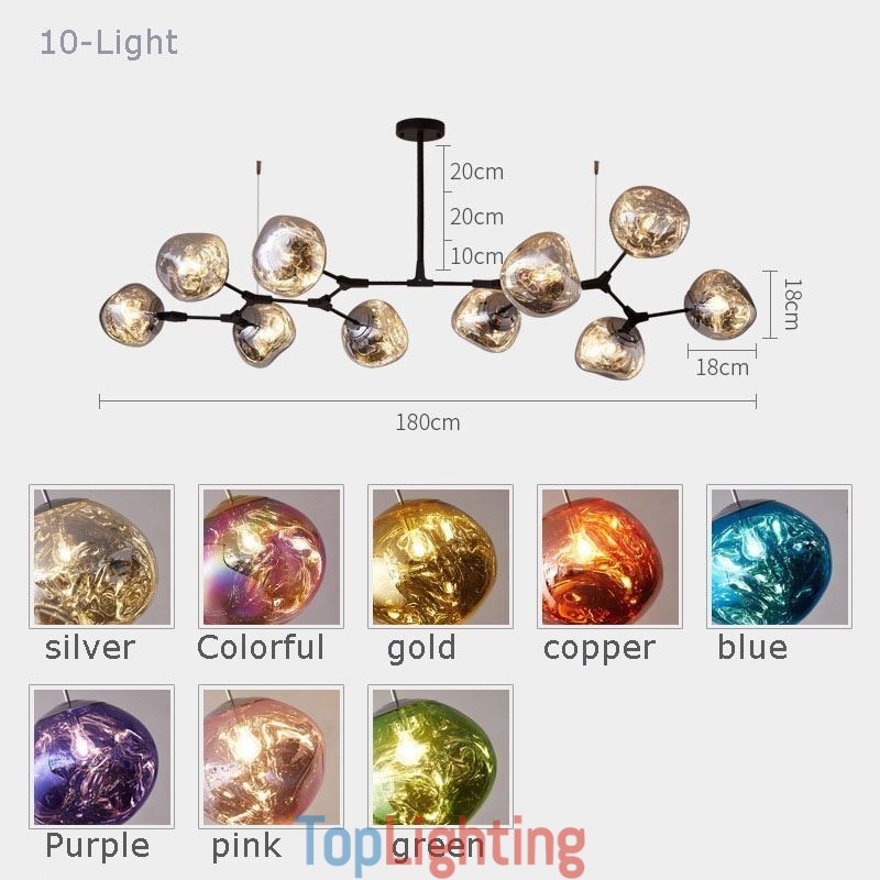 Nordic Ceiling Lamp Modern Electroplated Stained Glass Lampshade Pendant Light