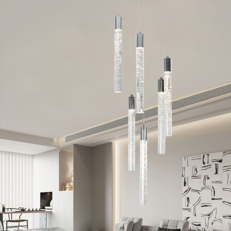 Pendant Light Chrome Crystal Column Cluster Ceiling Light Pendant Light Chrome Crystal Column Cluster Ceiling Light