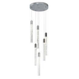 Pendant Light Chrome Crystal Column Cluster Ceiling Light