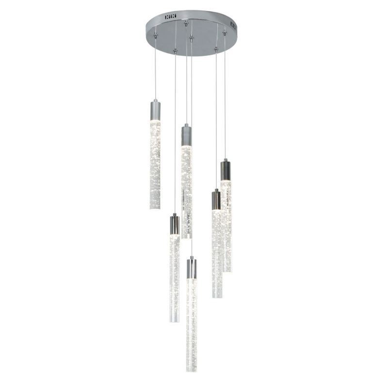 Pendant Light Chrome Crystal Column Cluster Ceiling Light