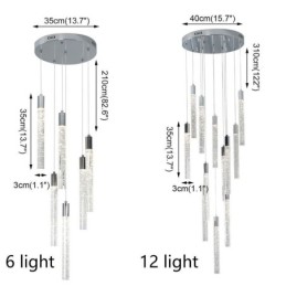 Pendant Light Chrome Crystal Column Cluster Ceiling Light