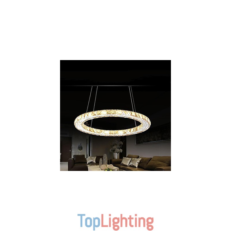 Crystal Pendant Light Lighting Lamps Modern Fixtures Amber K9 Crystal Round Single Ring 30CM
