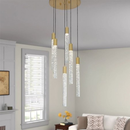 Pendant Light Copper Crystal Column Cluster Ceiling Light Pendant Light Copper Crystal Column Cluster Ceiling Light