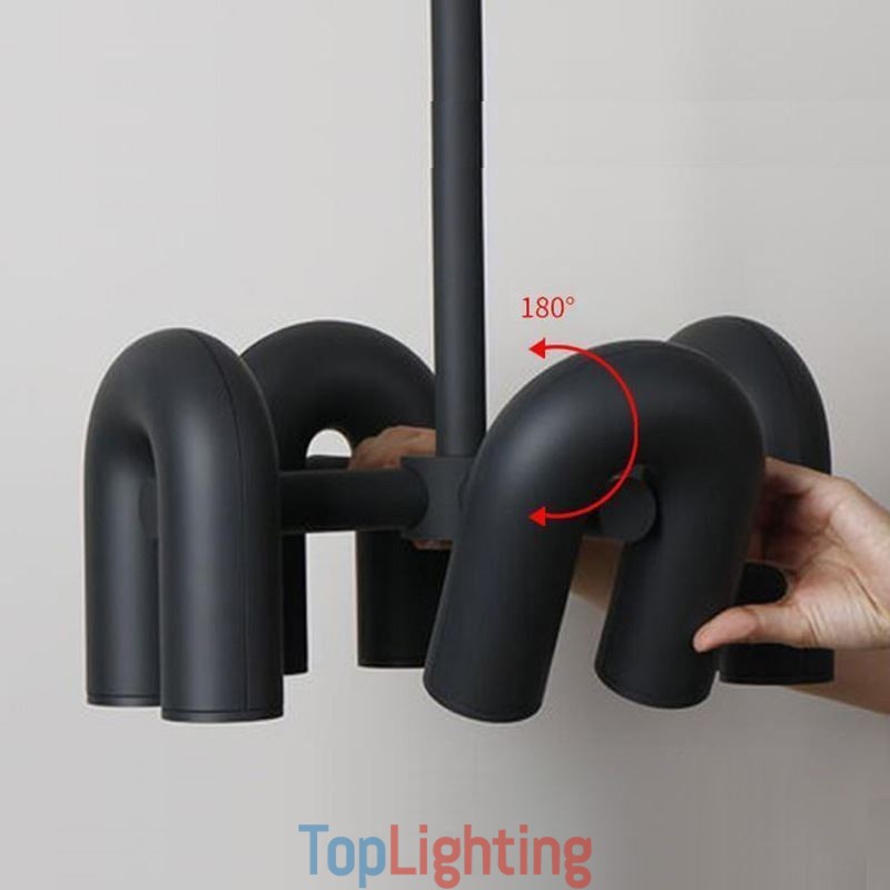 Pendant Light Round Wrought Iron U shaped Ceiling Light 90° Rotating Shade