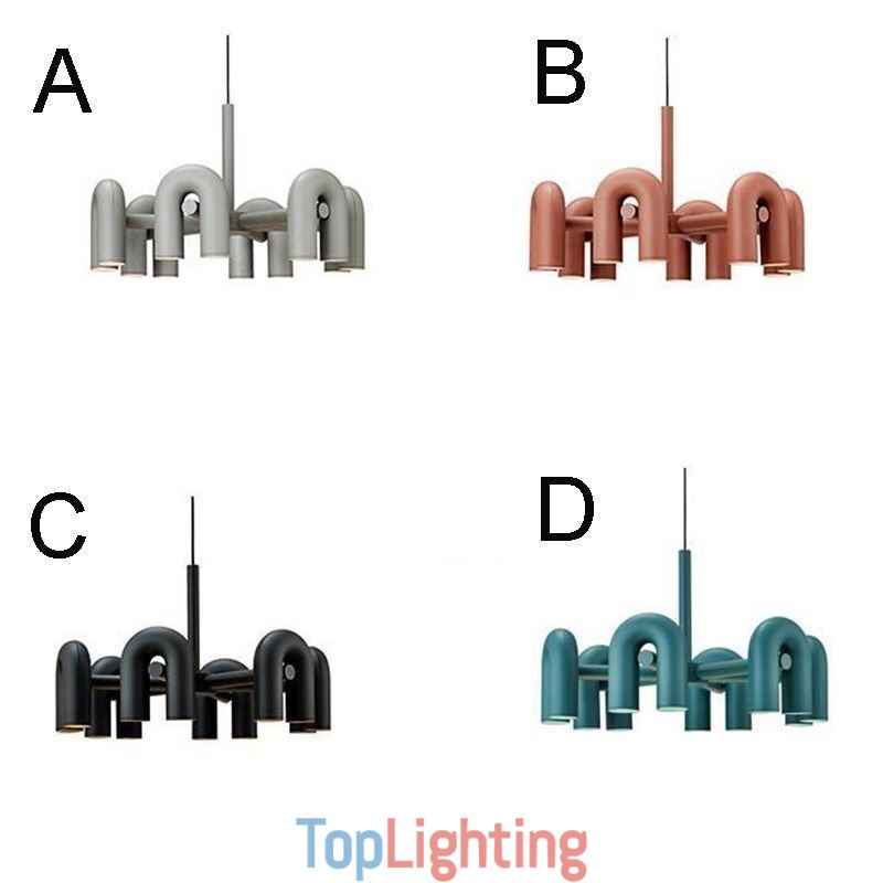 Pendant Light Round Wrought Iron U shaped Ceiling Light 90° Rotating Shade