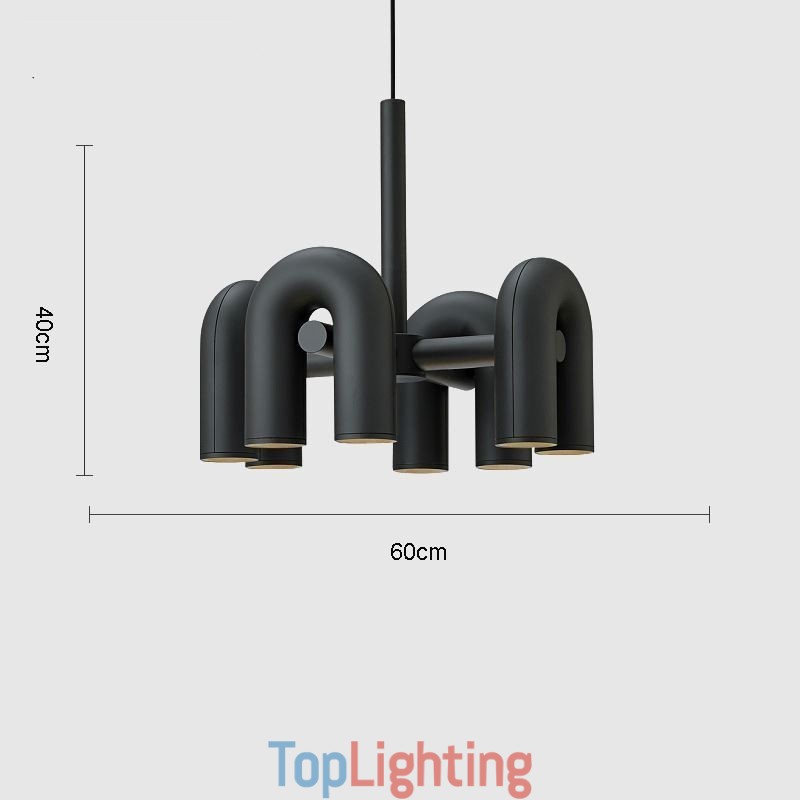 Pendant Light Round Wrought Iron U shaped Ceiling Light 90° Rotating Shade