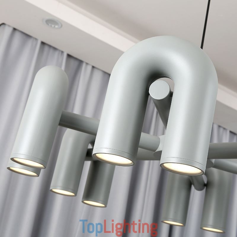Pendant Light Round Wrought Iron U shaped Ceiling Light 90° Rotating Shade