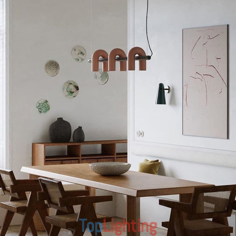 Ceiling Light Wrought Iron U shaped Pendant Light 90° Rotating Shade
