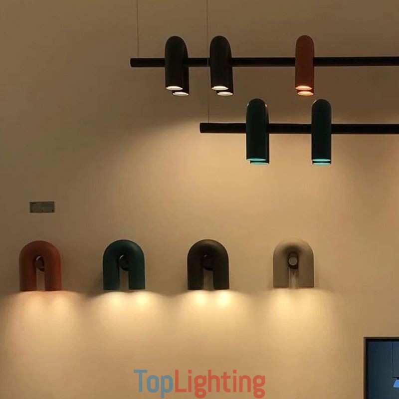 Ceiling Light Wrought Iron U shaped Pendant Light 90° Rotating Shade