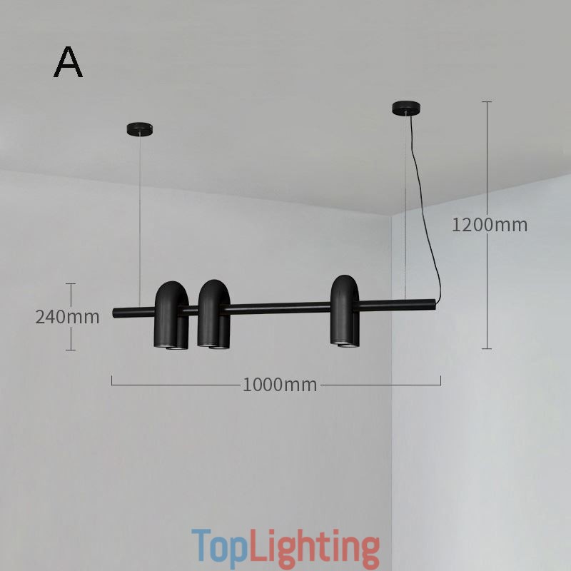 Ceiling Light Wrought Iron U shaped Pendant Light 90° Rotating Shade