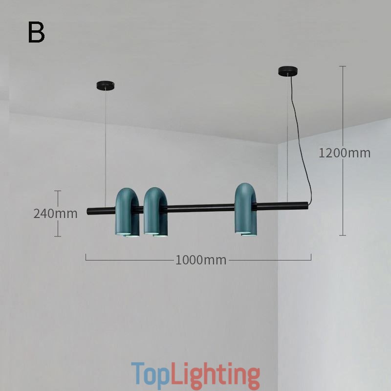 Ceiling Light Wrought Iron U shaped Pendant Light 90° Rotating Shade