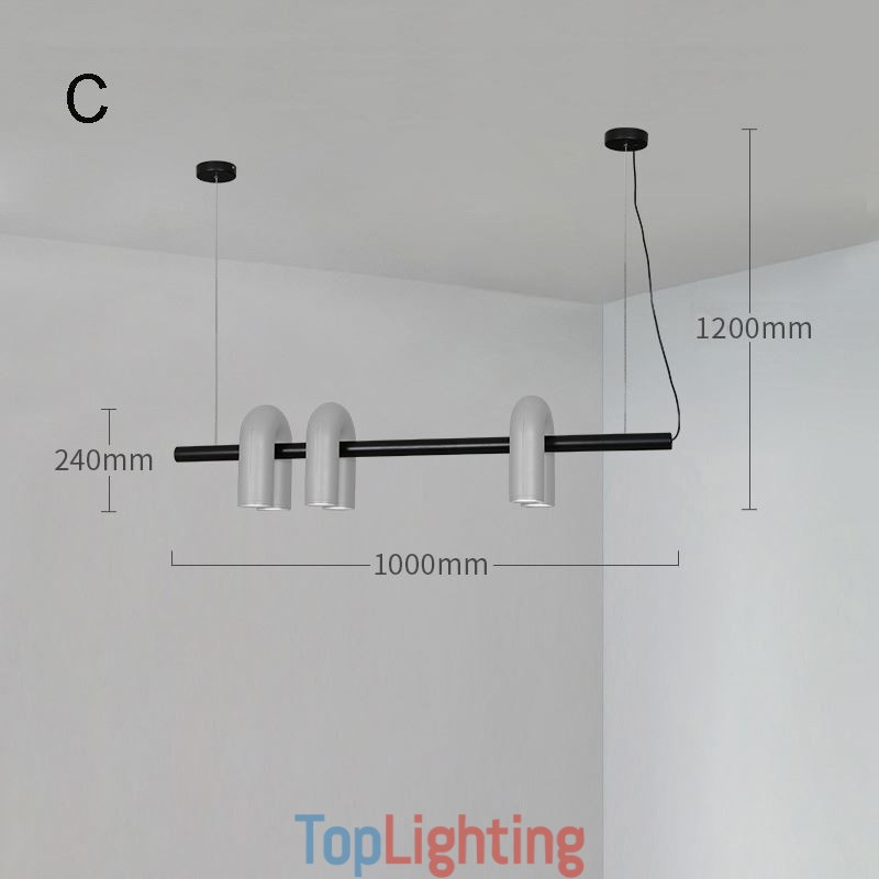 Ceiling Light Wrought Iron U shaped Pendant Light 90° Rotating Shade