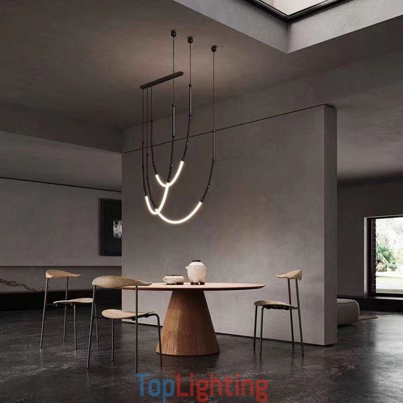Pendant Light Creative Line Bamboo Ceiling Light Black Gold