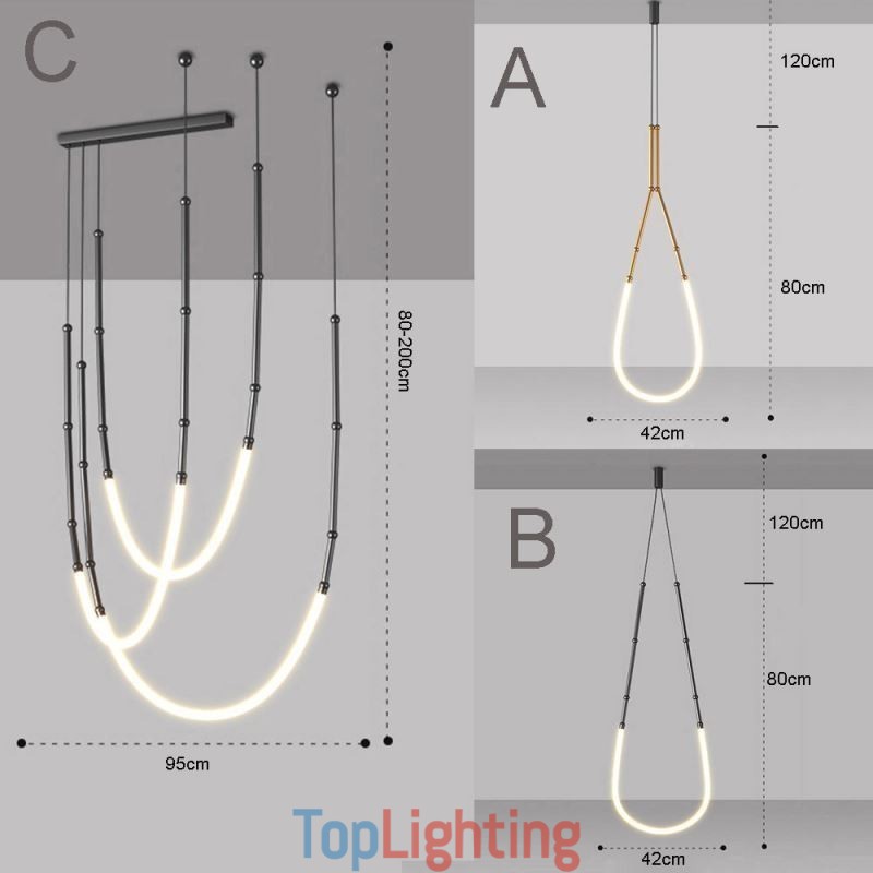 Pendant Light Creative Line Bamboo Ceiling Light Black Gold