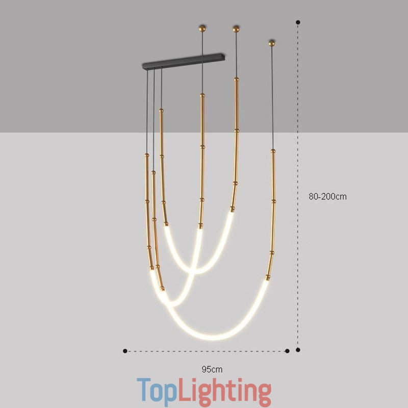 Pendant Light Creative Line Bamboo Ceiling Light Black Gold