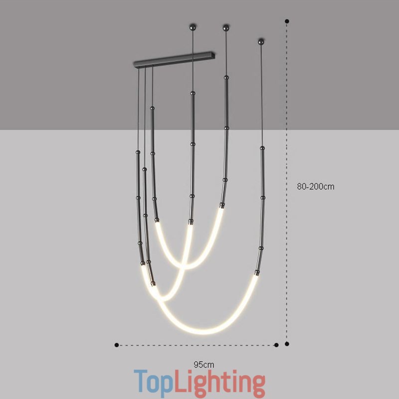 Pendant Light Creative Line Bamboo Ceiling Light Black Gold