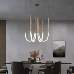 Ceiling Light Creative Line Bamboo Hanging Light Black Gold