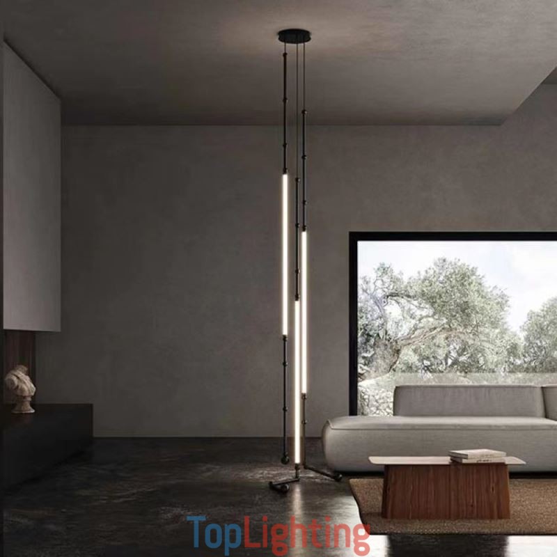 Ceiling Light Creative Line Bamboo Hanging Light Black Gold
