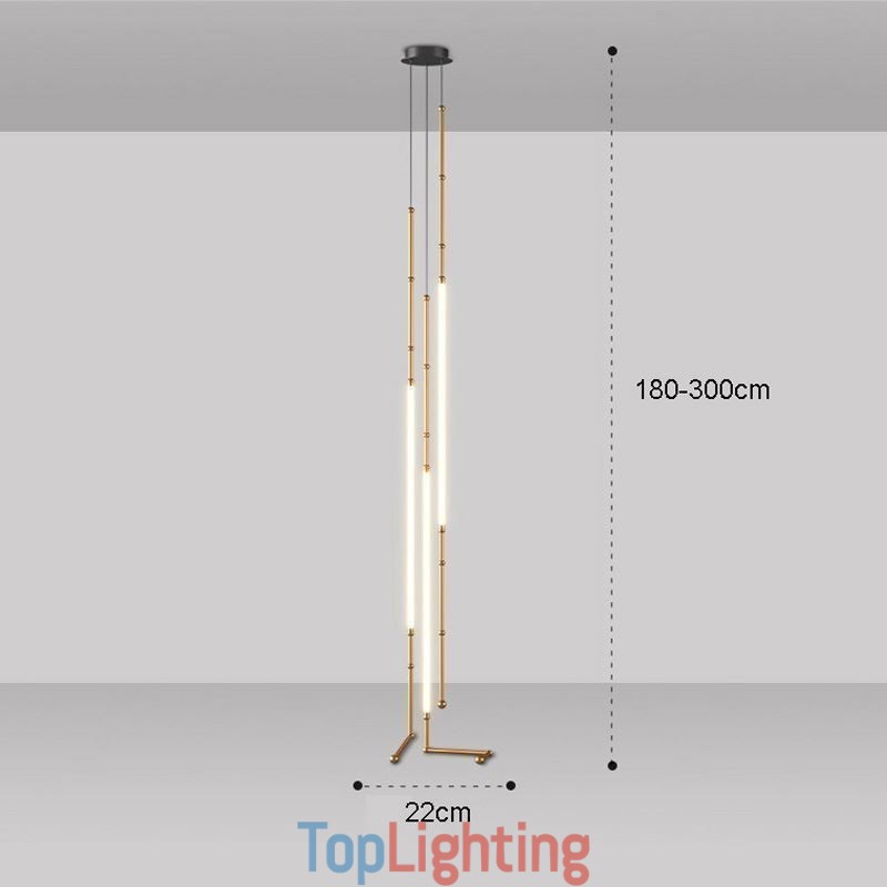 Ceiling Light Creative Line Bamboo Hanging Light Black Gold