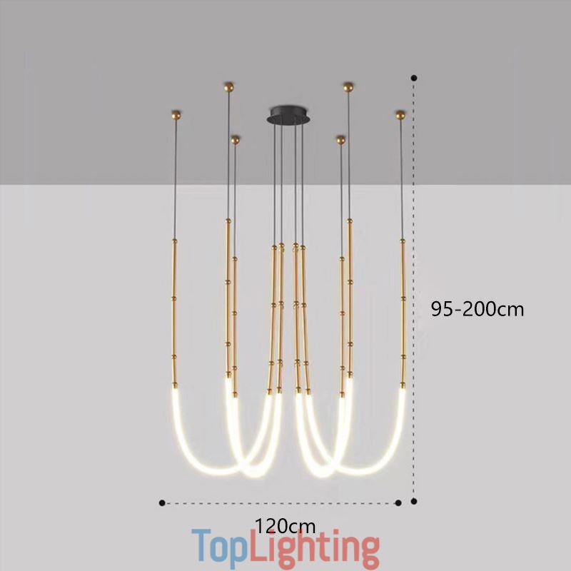 Ceiling Light Creative Line Bamboo Hanging Light Black Gold