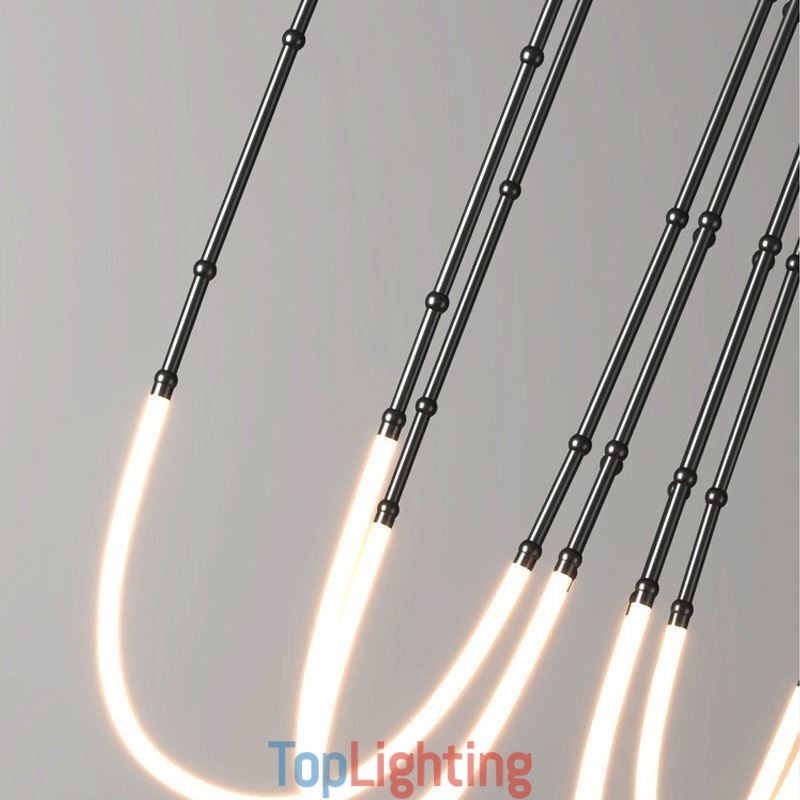 Ceiling Light Creative Line Bamboo Hanging Light Black Gold