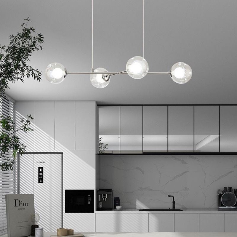 Glass Hanging Light European Magic Bean Pendant Light 4 Lights