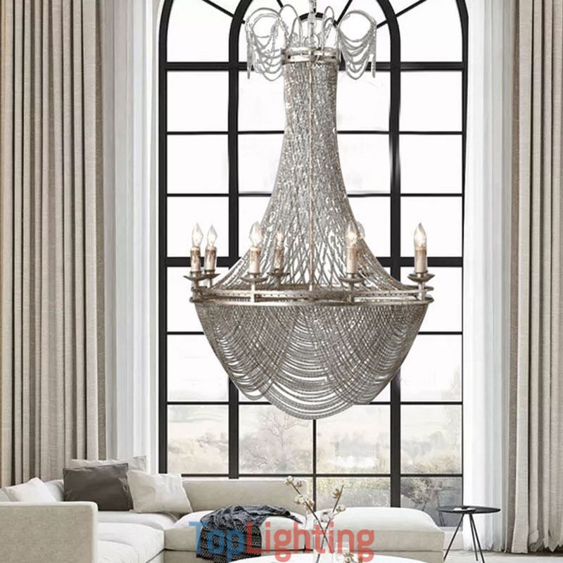 Aluminum Chain Pendant Light Creative Light Luxury Tassel Decorative Light Gold Silver
