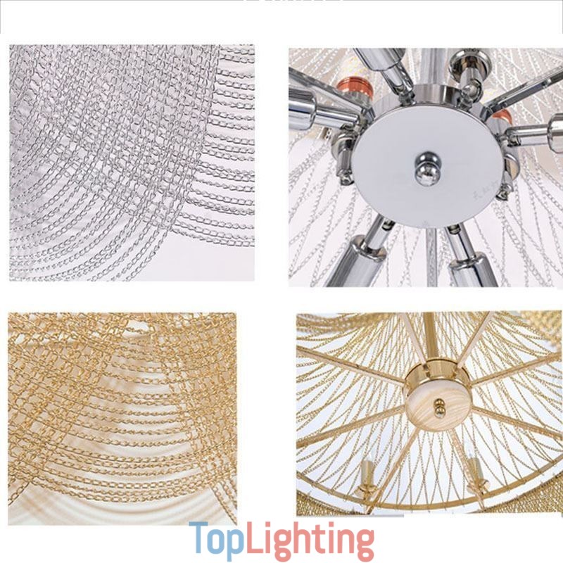 Aluminum Chain Pendant Light Creative Light Luxury Tassel Decorative Light Gold Silver