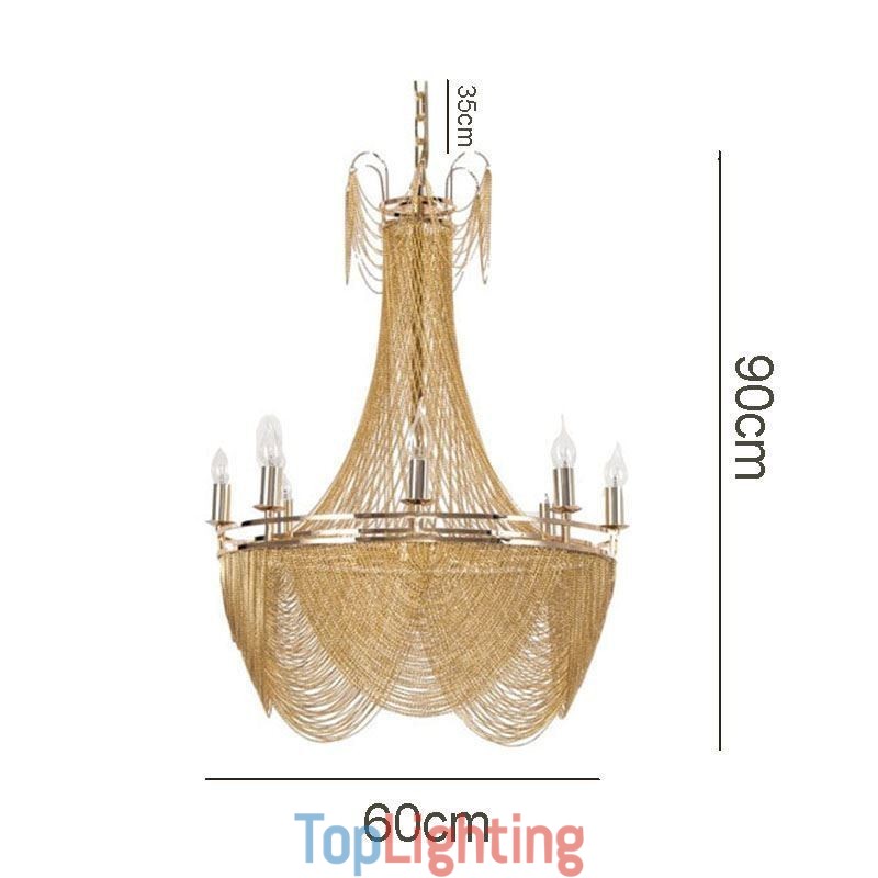Aluminum Chain Pendant Light Creative Light Luxury Tassel Decorative Light Gold Silver