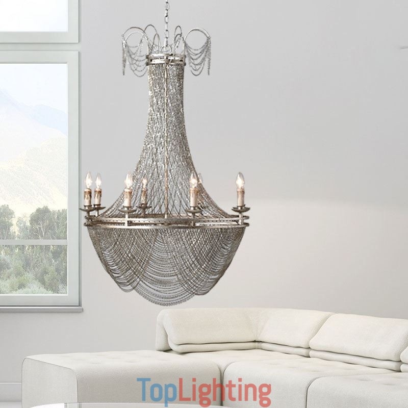 Aluminum Chain Pendant Light Creative Light Luxury Tassel Decorative Light Gold Silver