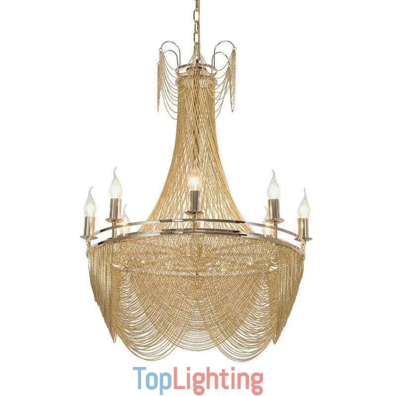 Aluminum Chain Pendant Light Creative Light Luxury Tassel Decorative Light Gold Silver
