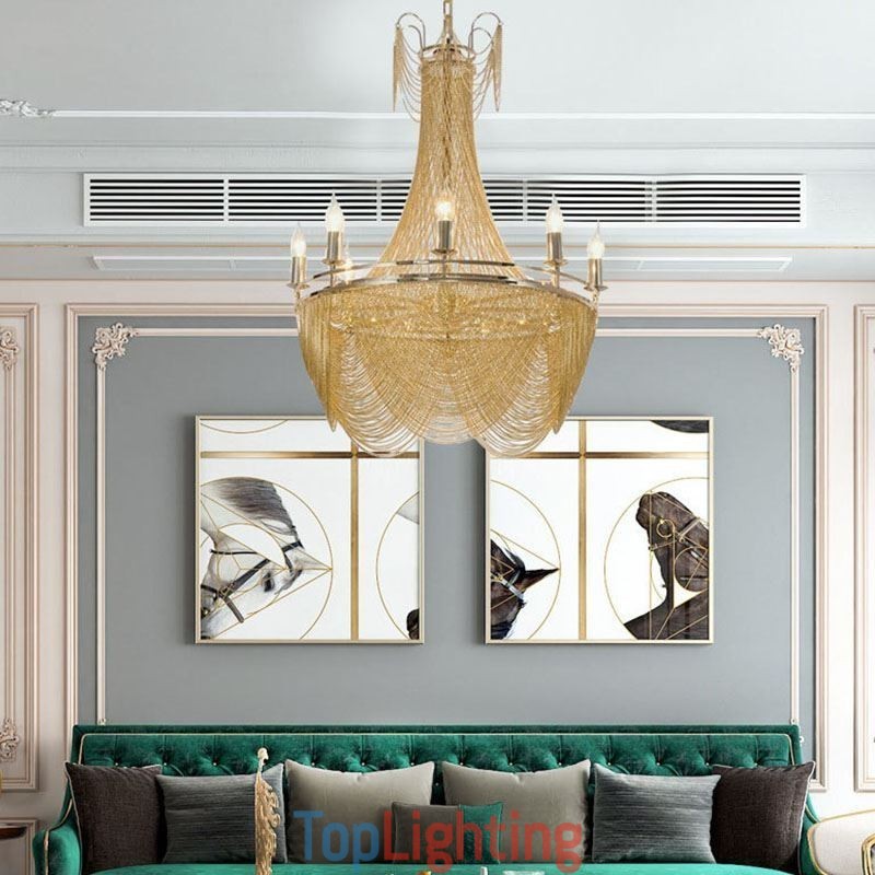 Aluminum Chain Pendant Light Creative Light Luxury Tassel Decorative Light Gold Silver
